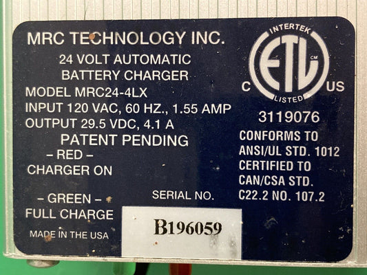 24 Volt 4Amp On-Board Battery Charger for Scooter / Wheelchair MRC24-4LX #J487