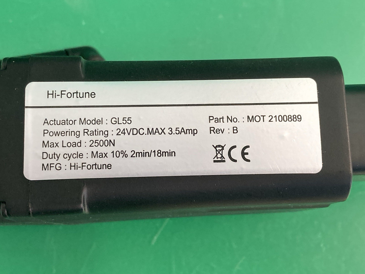 Hi-Fortune Footrest Actuator Power Wheelchair Part: MOT2100889 Model: GL55 #L112