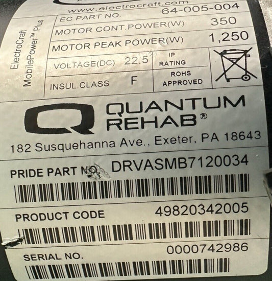 Motors for Quantum 1450 / Jazzy 1450 DRVASMB7120035 DRVASMB7120034 -VR2* #H776
