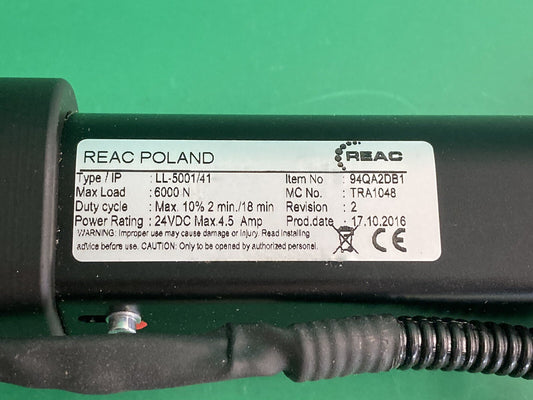 Invacare Recline Actuator Type LL-5001/41 - 94QA2DB1 for Power Wheelchair #K181