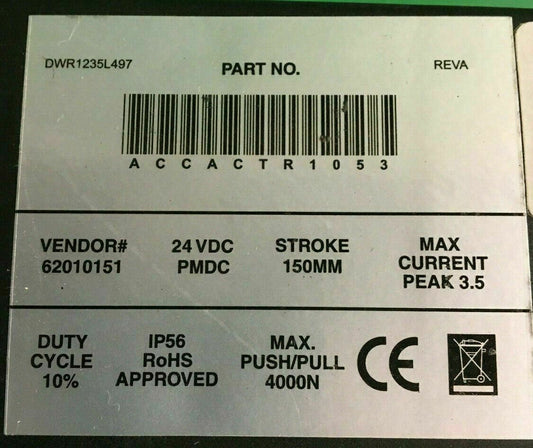 Recline Actuator Model # ACCACTR1053 for Quantum Power wheelchair #D966