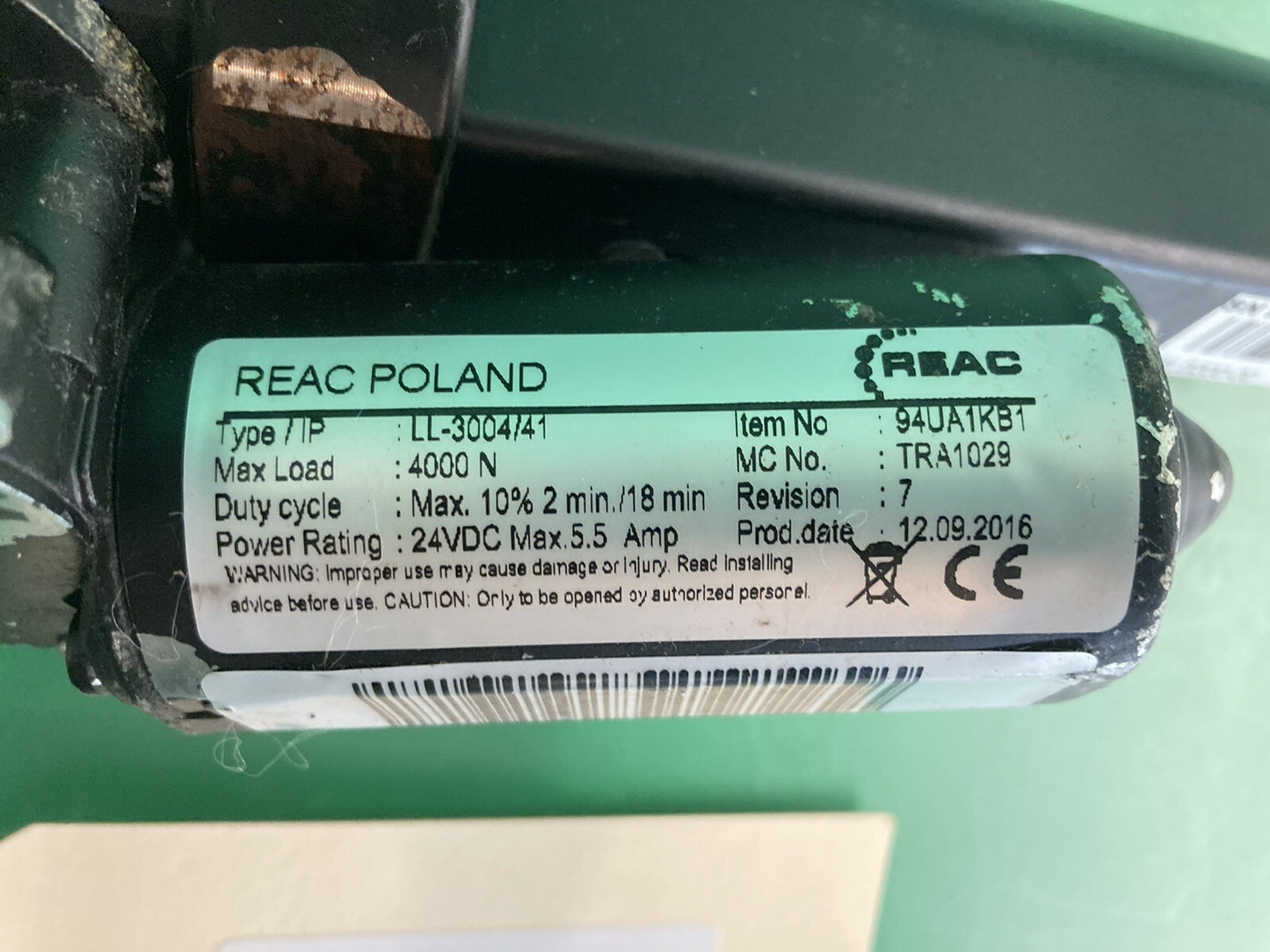 REAC Power Leg Actuator Type: LL-3004/41- Item #: 94UA1KB1 - TRA1029 #K182