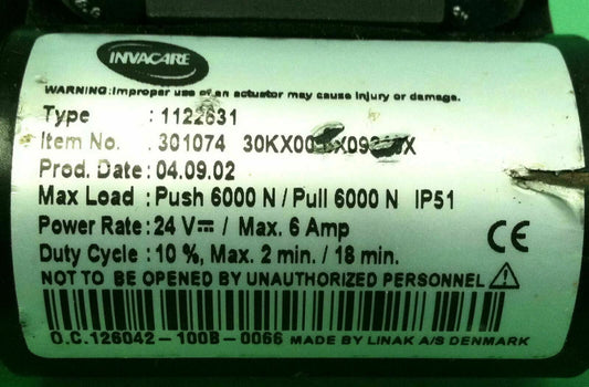 Invacare Tilt Actuator 1122631 Linak Type LSD-30-090 #6752