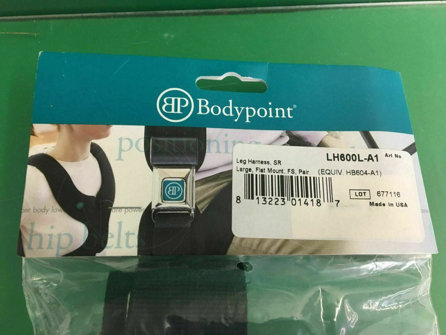 Bodypoint Leg Harness,LARGE, FLAT MOUNT, FS, PAIR for Wheelchair LH600L-A1 #B618