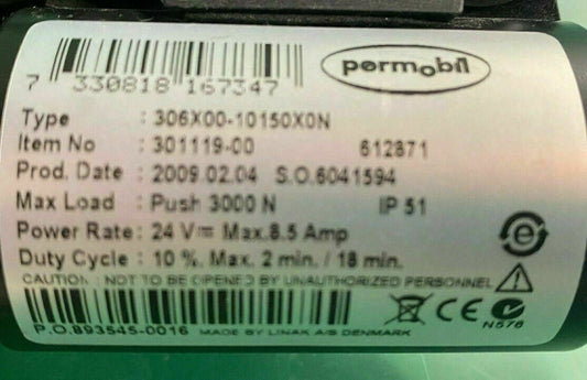 Permobil Tilt Actuator 301119-00 for Power Wheelchair 306X00-10150X0N #D867