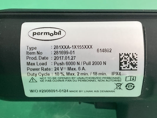 Permobil Recline Actuator for Wheelchair 281699-01 / 281XXA-1X155XXX #K492