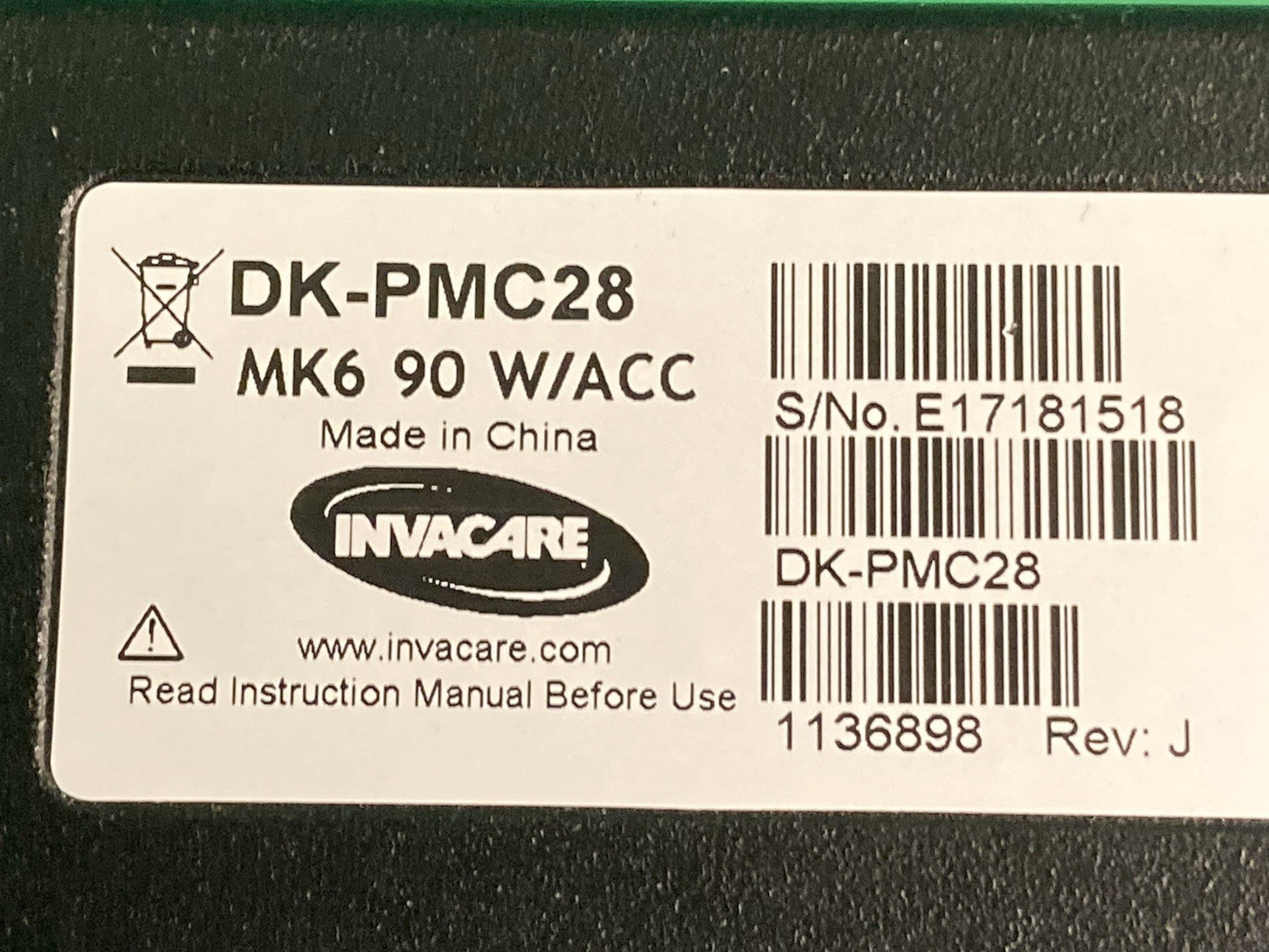 Invacare DK-PMC28 for TDX SP Wheelchair Control Module MK6 90 w/ACC #L110