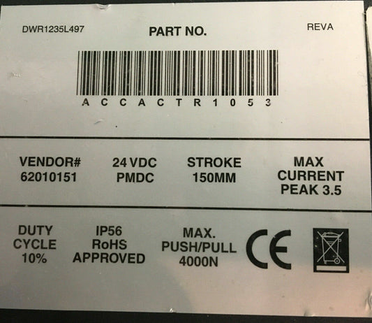 Recline Actuator Model # ACCACTR1053 for Quantum Rival Power wheelchair #C190