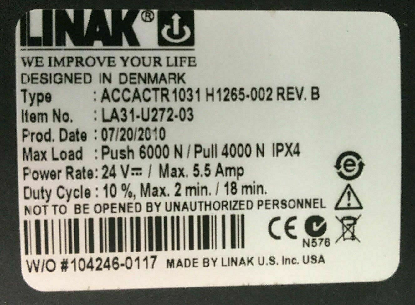 Tilt Actuator Linak Model # ACCACTR 1031 for Quantum 600 Powerchair #C697