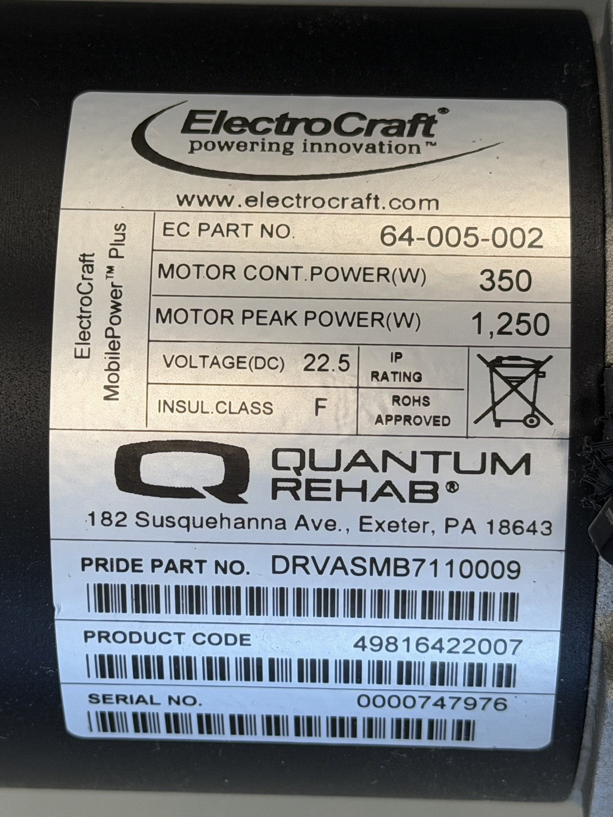 3800 RPM Motors for the Quantum Edge HD - DRVASMB7110009 - DRVASMB7110010 #L158