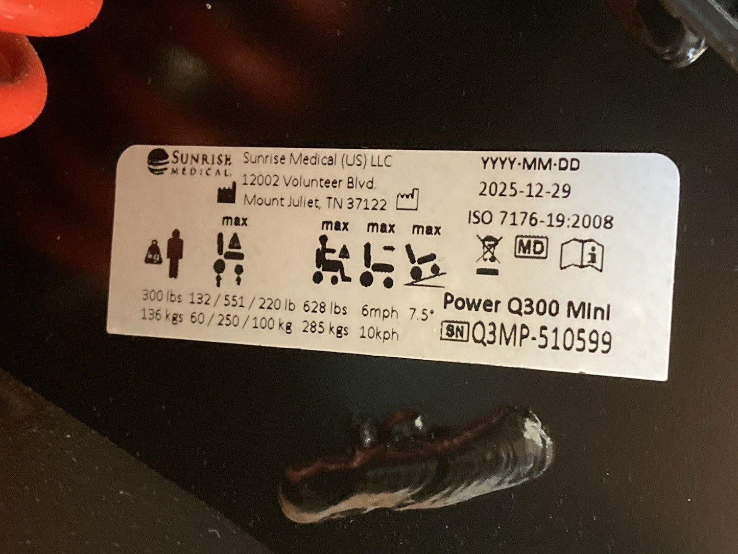 2025 Quickie Q300m Mini w/ Tilt, Elevate, Recline & Footrest ~4 Miles* #7627