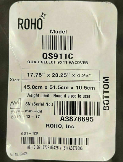 2019 Roho ISOFLO Air Cushion w/ Pump 17.75" X 20.25"X 4.25" (QS911C)  #F515