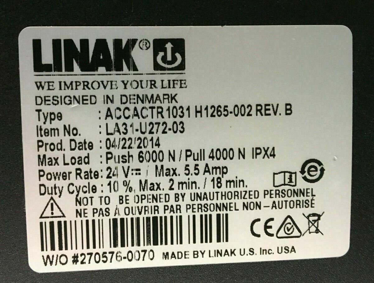 Tilt Actuator for Pride / Quantum Powerchair Linak model # LA31-U272-03 #C652