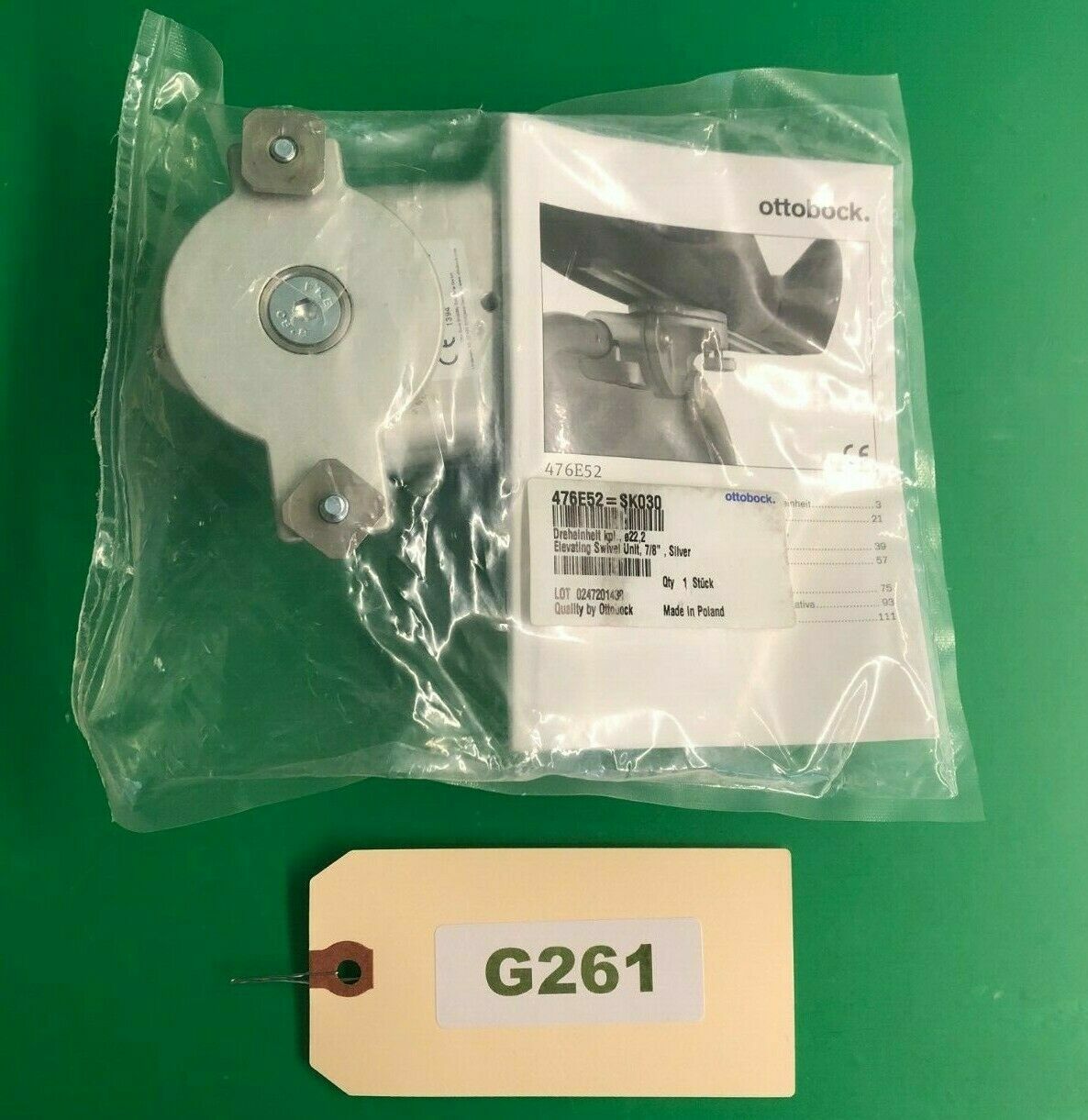 ELEVATING SWIVEL UNIT, UNIVERSAL, SILVER OTTOBOCK:476E52=SK030 INDPART2634 #G261