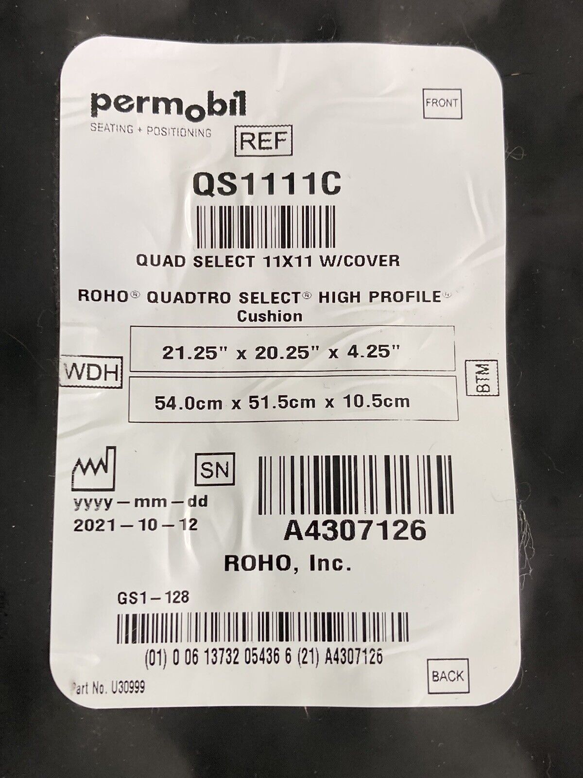 2021 Roho ISOFLO Air Cushion w/ Pump 21.25" X 20.25"X 4.25" (QS1111C)  #J822