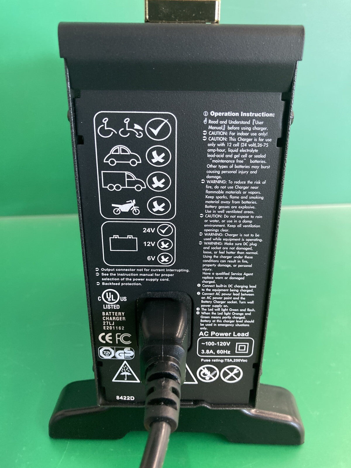 24 Volt 8 Amp BATTERY CHARGER FOR POWER WHEELCHAIRS ELE2000091 #K744