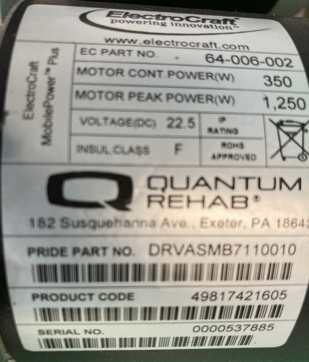 3800 RPM Motors for the Quantum Edge HD-DRVASMB7110010-DRVASMB7110009 #J256