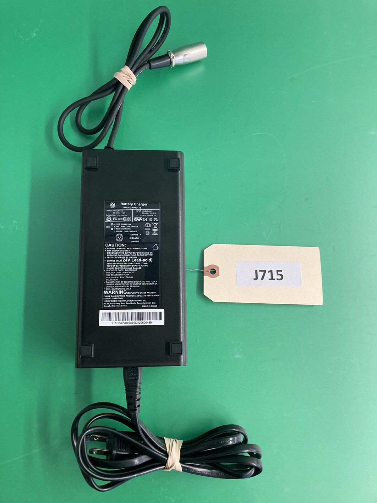 Power Wheelchair Scooter Battery Charger 24 VOLT 4 AMP HP1211B J715 Liberty Mobility