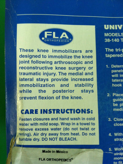 FLA Orthopedics Microban Knee Immobilizer 18" Tri Panel  Size: Talla  #7102