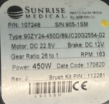Left & Right Motors for Quickie QM710 Power Wheelchair 107247 / 107248 #J120