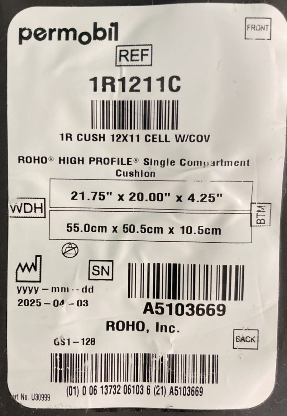 2025 Roho Air Cushion w/ Pump  21.75" X 20.00"X 4.25" 1R1211C ~MINT* #K878
