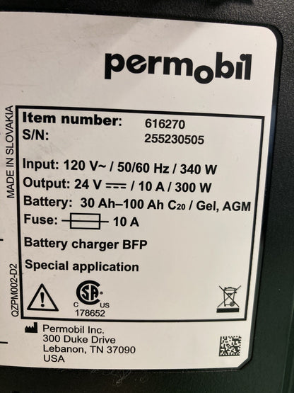 Permobil 10 amp VoltPro Power Wheelchair Battery Charger 24V 10A 616270 #K863