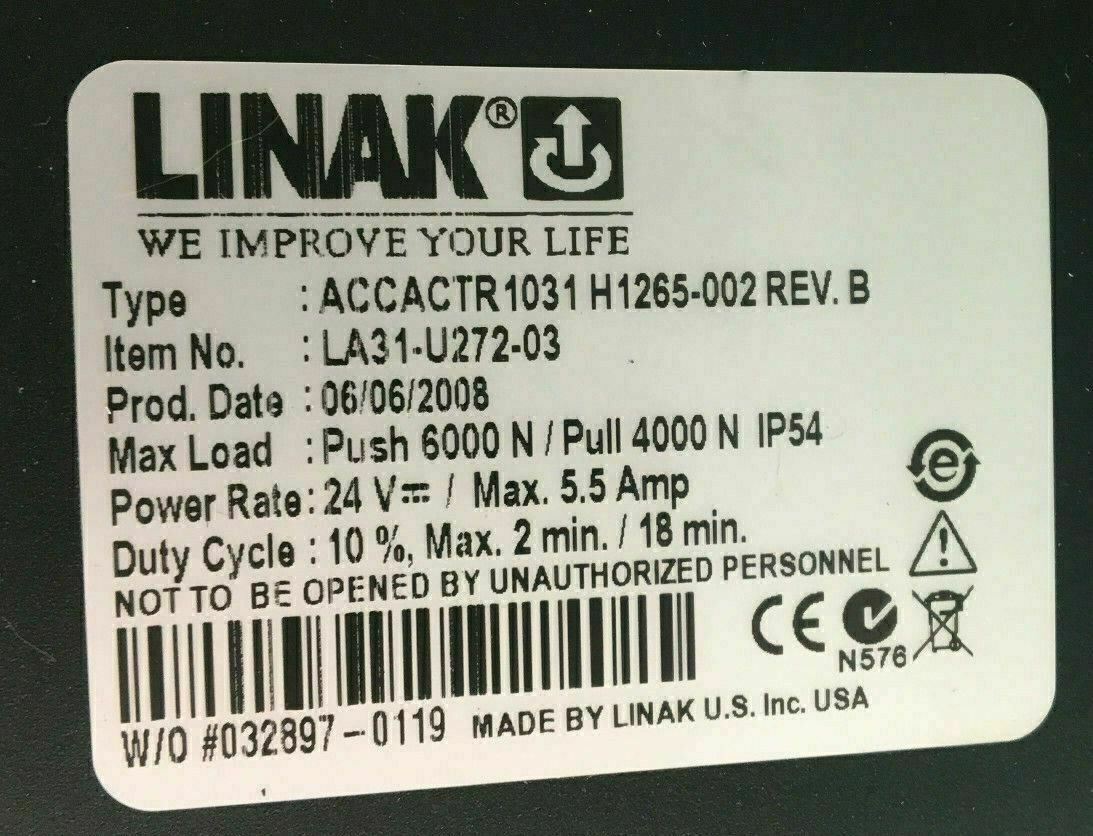 Quantum 600 Tilt Actuator Linak model # ACCACTR 1031 H1265-002 #D152