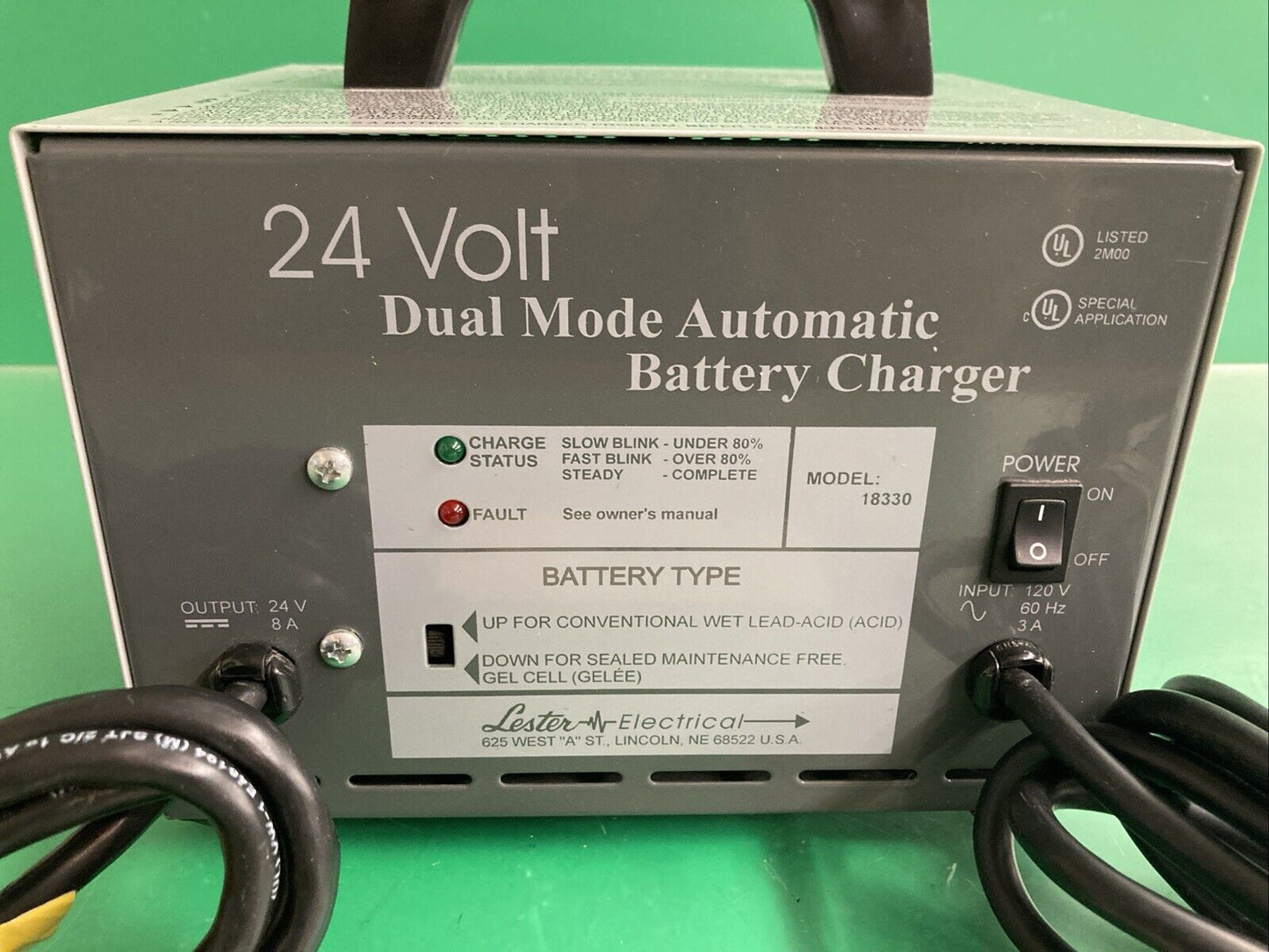 Lester 24V 8A Dual Mode Automatic Battery Charger for Power Wheelchairs #J971