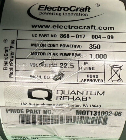 Right Motor for Pride Quantum Q6 Edge Power Wheelchair MOT131092-06 #H775