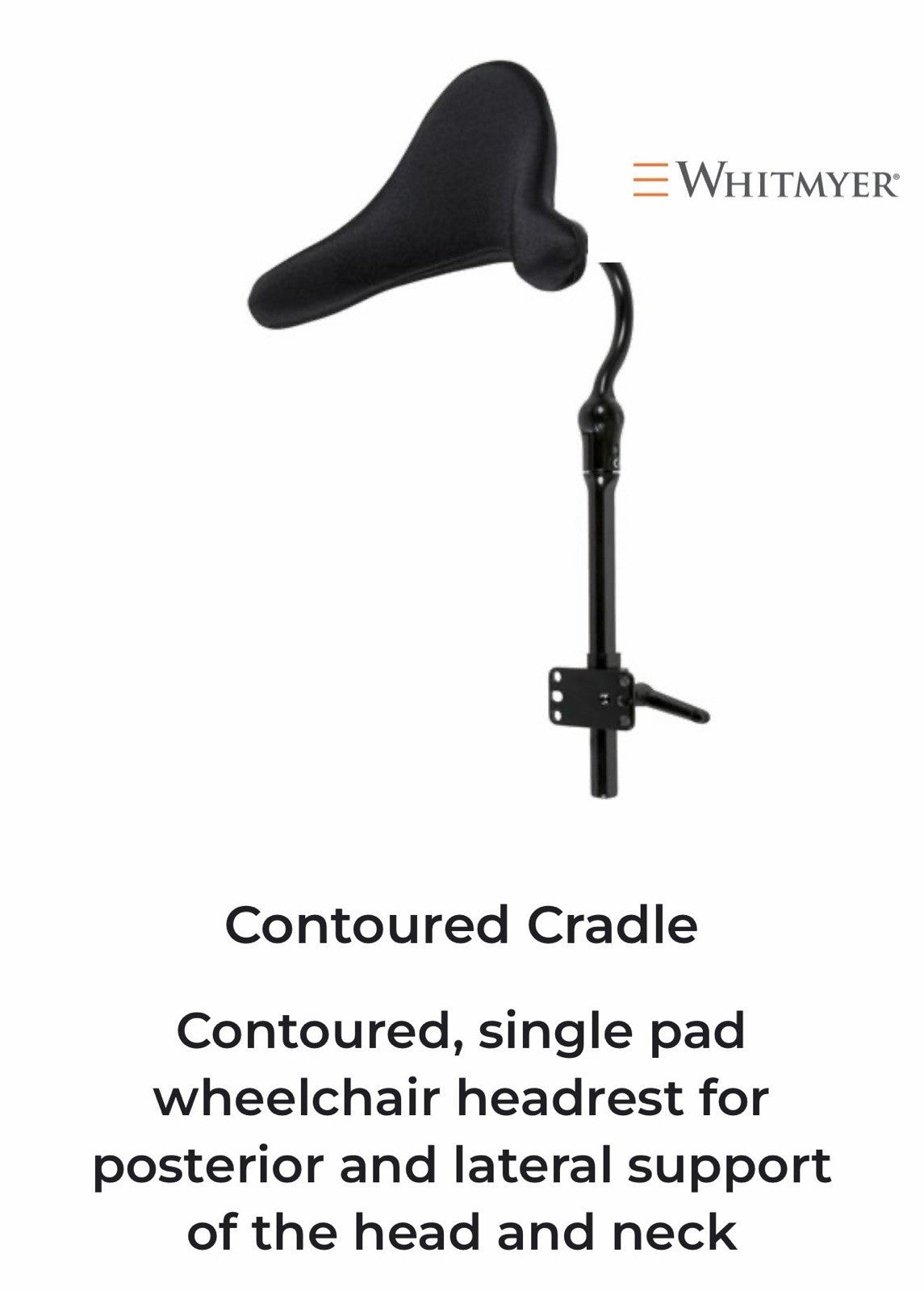 Whitmyer Contoured Cradle Adjustable Head Rest for Wheelchair w/ Mounting #K868
