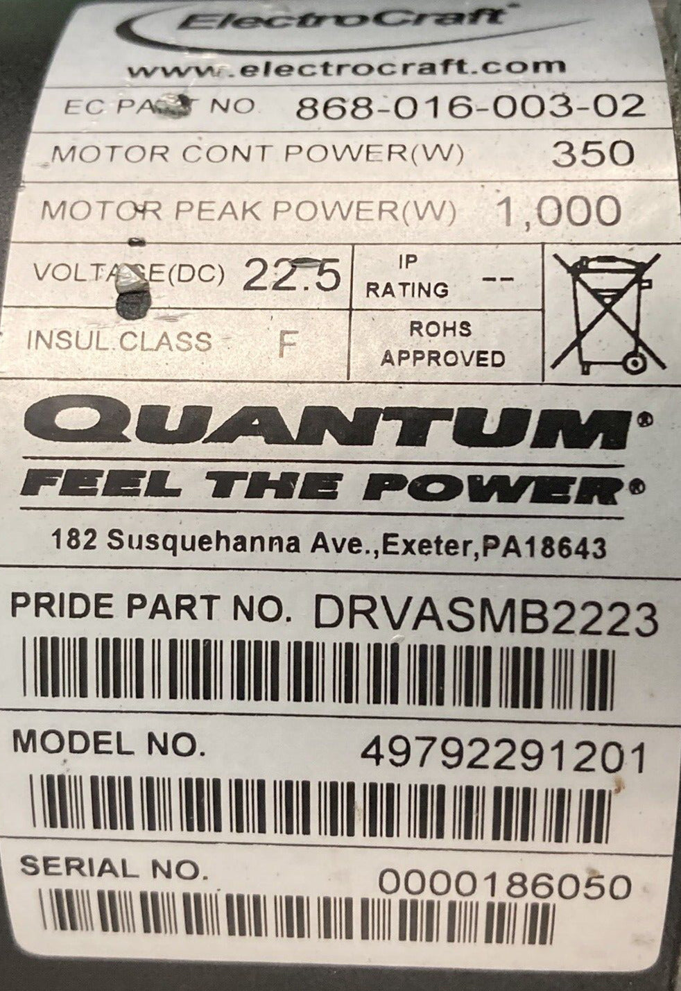 Right & Left Motors for Quantum Q6 Edge Powerchair -DRVASMB2223-DRVASMB224 #J454