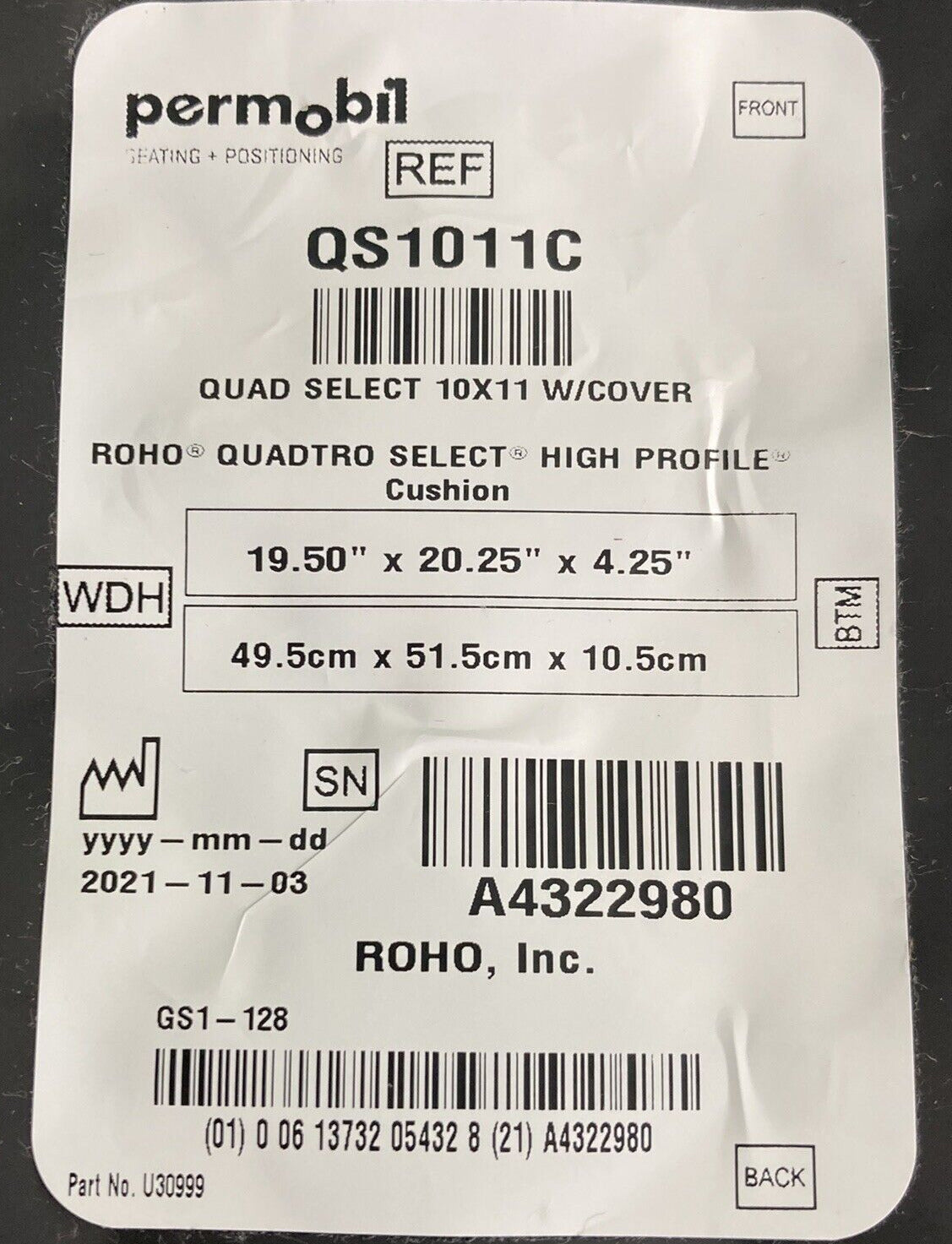 2021 Roho ISOFLO Air Cushion w/ Pump 19.50" X 20.25"X 4.25" (QS1011C) #J697