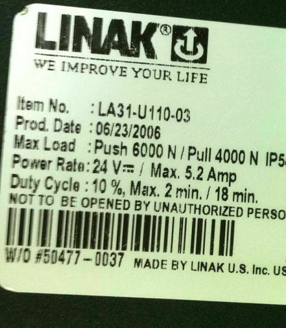 Recline Actuator Linak LA31-U110-03 from Jazzy 1122 Power Wheelchair #6580