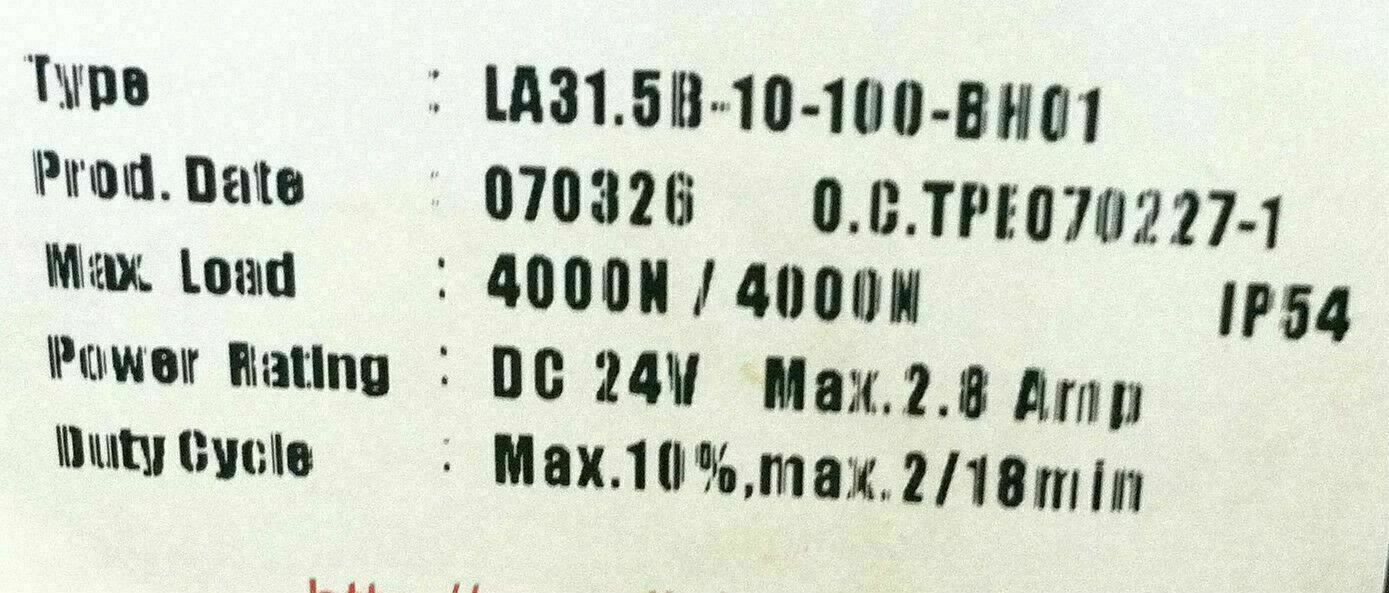 L & K Actuator  model # LA31.5B-10-100-BH01 #2117