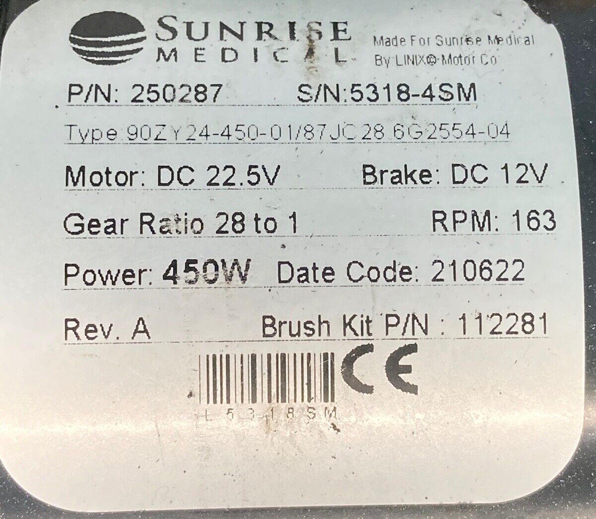 Motors for Sunrise Quickie Q500M & Q300M Power Wheelchair 250286 / 250287 #J245