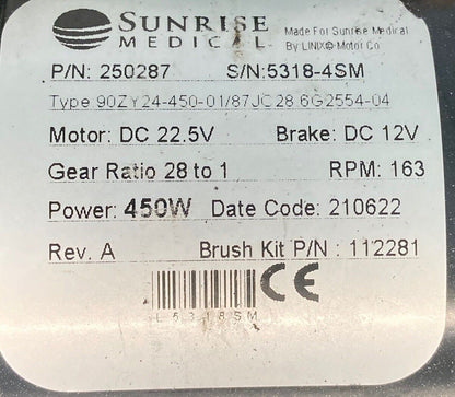 Motors for Sunrise Quickie Q500M & Q300M Power Wheelchair 250286 / 250287 #J245