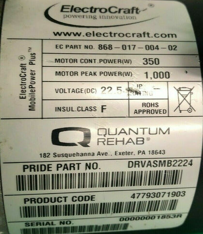 Right & Left Motors for Quantum J4 Power Wheelchair -DRVASMB2223-DRVASMB224 H089