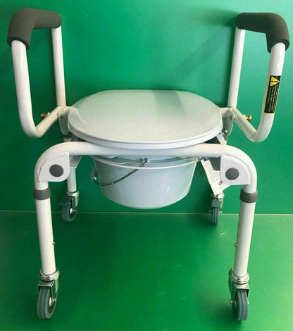 Drive Medical* Commode Chair Padded Drop Arm Steel Frame 18" to 24" Height Adj.