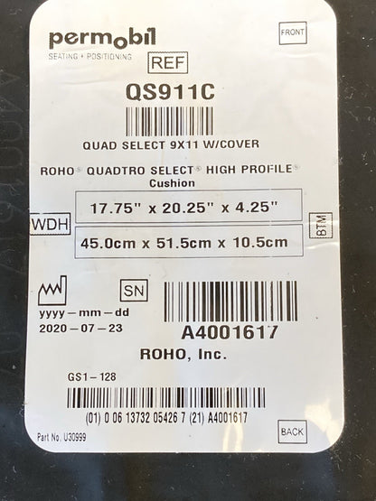 2020 Roho Air Cushion w/ Pump & Cover  17.75" X 20.25" X 4.25" QS911C #L129