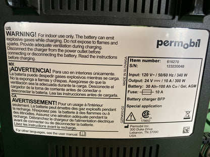 Permobil 10 amp VoltPro Power Wheelchair Battery Charger 24V 10A 616270 #K859