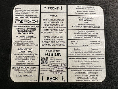 Jay Fusion Seat Cushion for Wheelchair 15" x 20"D (JFUSION1520) NEAR MINT* #H736