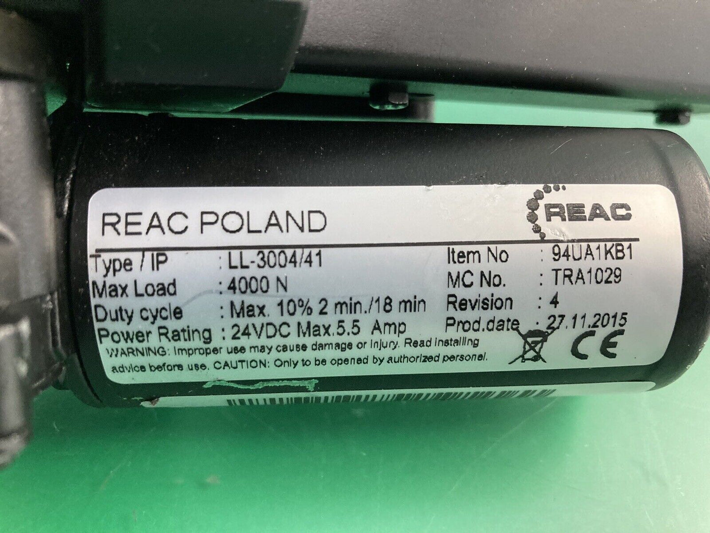 REAC Power Leg Actuator Type: LL-3004/41- Item #: 94UA1KB1 - TRA1029 #J268