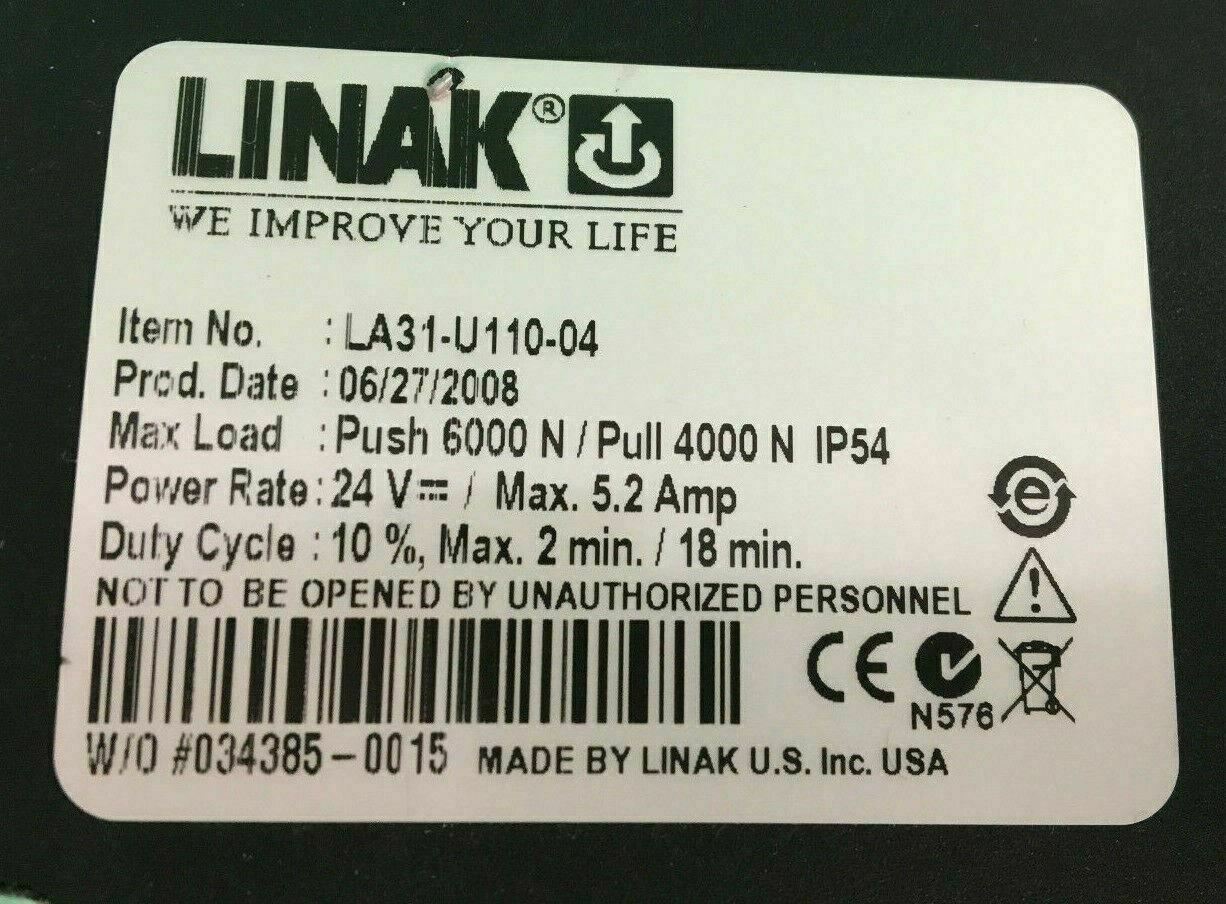 Recline Actuator Linak LA31-U110-04 from Quantum Power Wheelchair #C667