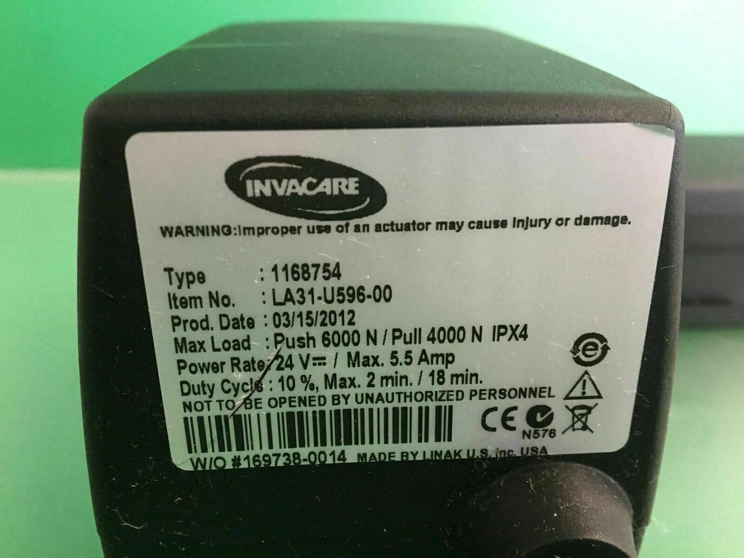 Invacare Recline  Actuator Linak Type 1168754  for Power Wheelchair #B195