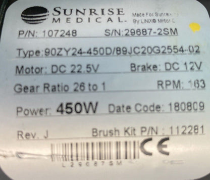 Left & Right Motors for Quickie QM710 Power Wheelchair 107247 / 107248 #J430