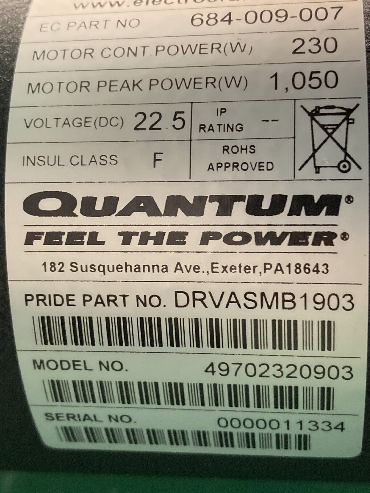 Motors for the Quantum 600 DRVASMB1903 DRVASMB1904  -MINT CONDITION* #J583