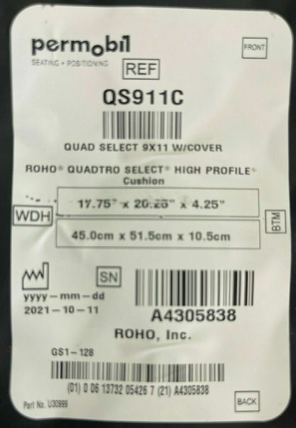 2021 Roho ISOFLO Air Cushion w/ Pump 17.75" X 20.25"X 4.25" (QS911C)  #H350