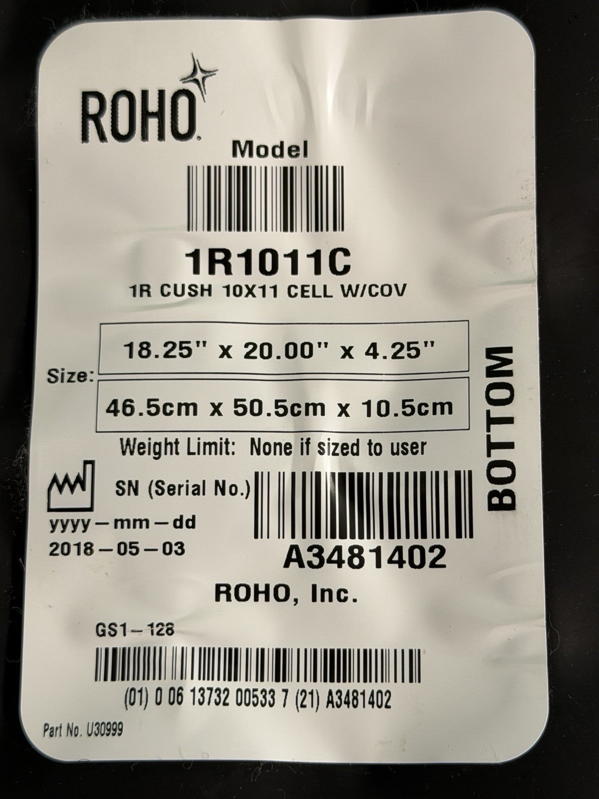 Roho Air Cushion w/ Pump & Cover  18.25" X 20.00" X 4.25" 1R1011C #L027