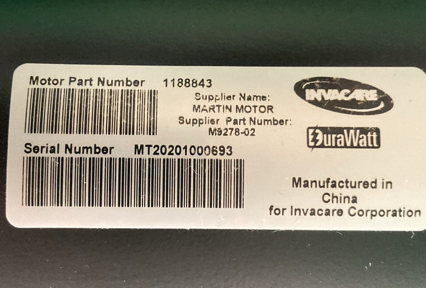 MOTORS FOR INVACARE TDX SP II 1188843 / M9278-02 / 1163412 - 1163413 #L107