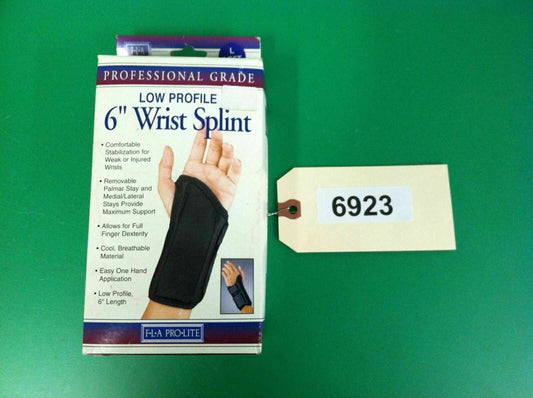 F.L.A Low Profile  Professional Grade 6" Wrist Splint Large Left Black #6923